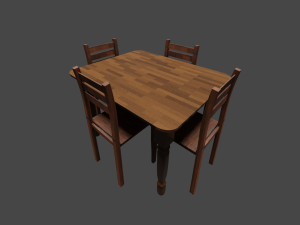 Wooden table with chairs 3D 模型