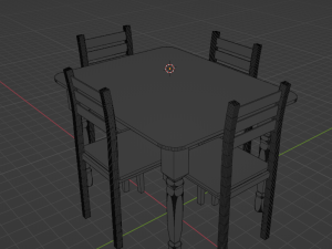 Wooden table with chairs 3D 模型
