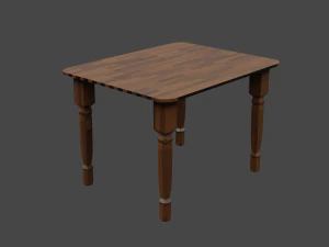 Wooden table with chairs 3D Model