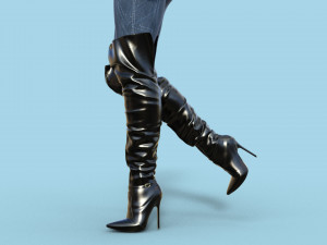 Stylish Womens Boots Treads 3D Model