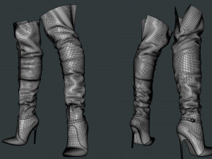 Stylish Womens Boots Treads 3D Model