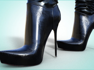 Gianmarco lorenzi platform stiletto high heels patent leather bootie 3D Модель
