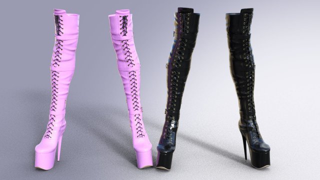 Over the knee boots high 3D Model .c4d .max .obj .3ds .fbx .stl .blend 