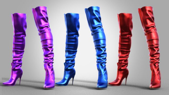 High boots over the knee boots 3D Модель .c4d .max .obj .3ds .fbx .stl .blend 