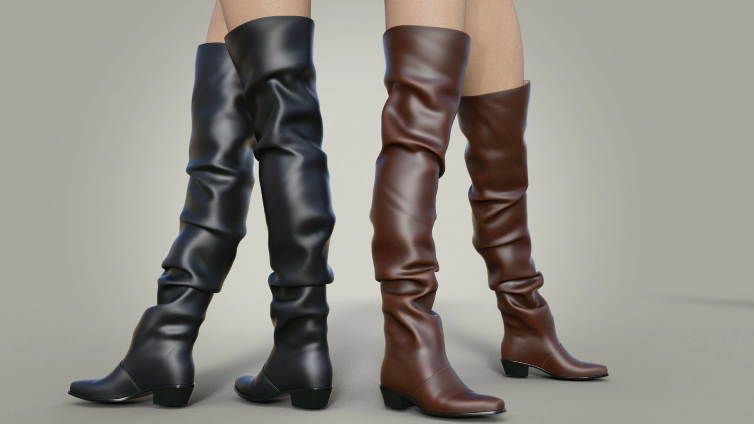 Over the knee bootsVitorian era 3D Model .c4d .max .obj .3ds .fbx .stl .blend 