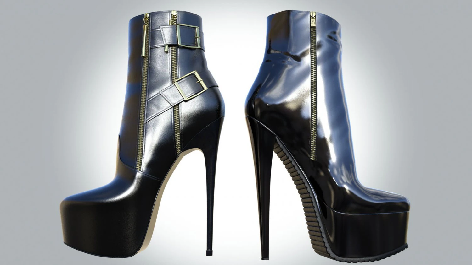 プラットフォームアンクルブーツ 3Dモデル .c4d .max .obj .3ds .fbx .stl .blend 