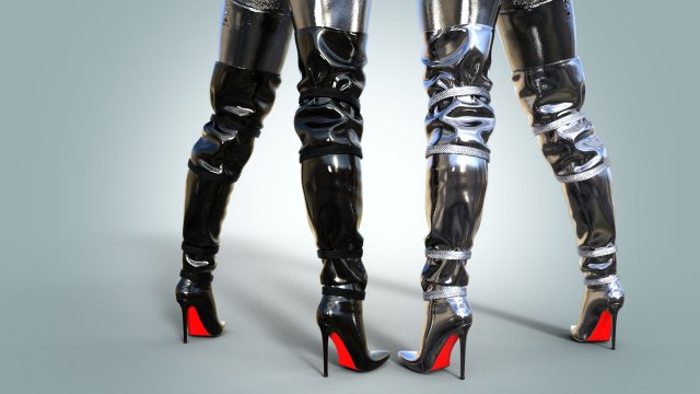 Thigh High Boots 3D Модель .c4d .max .obj .3ds .fbx .stl .blend