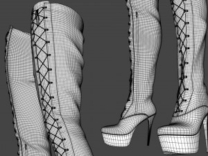 Platform High Tread Boots 3D Model