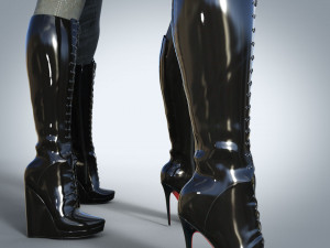 Boots with lacing two pairs 3D Model