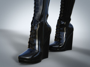 Boots with lacing two pairs 3D Model