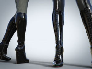 Boots with lacing two pairs 3D Model