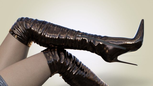 High heels over the knee boots 3D