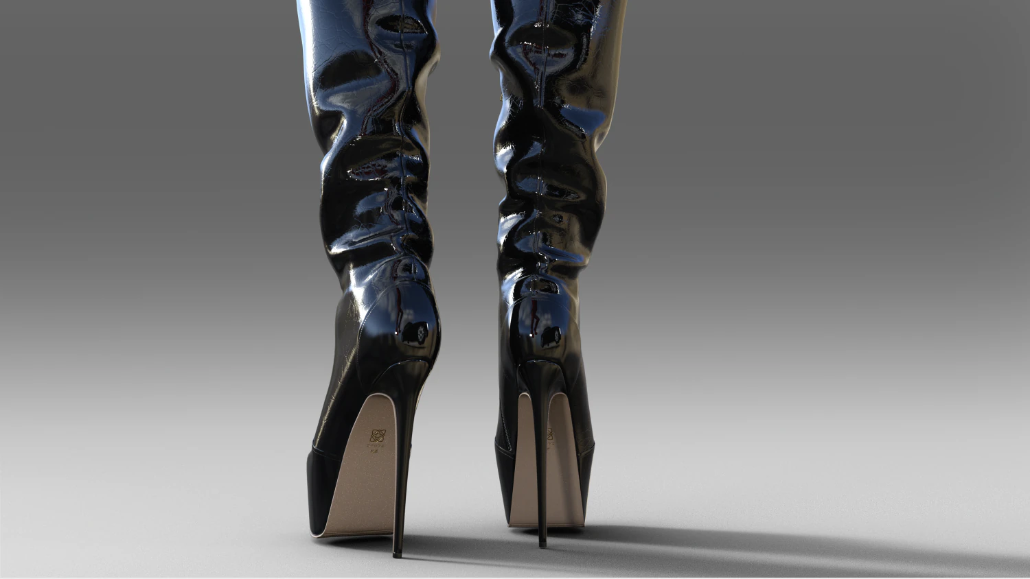 Platform Thigh High Boots 3D Model .c4d .max .obj .3ds .fbx .stl .blend