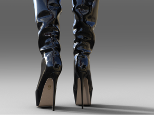 Platform Thigh High Boots 3D Model