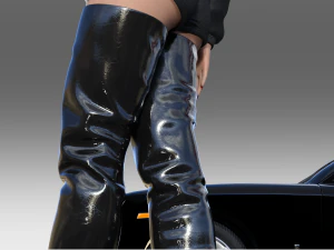 Platform Thigh High Boots 3D Model