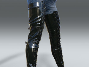 High platform boots with lacing 3D Model