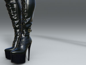 High platform boots with lacing 3D Model