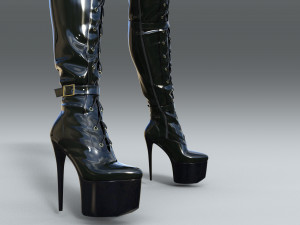 High platform boots with lacing 3D Model
