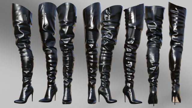 Two Pairs of High Boots in the Cyberpunk Style 3D मॉडल .c4d .max .obj .3ds .fbx .stl .blend 