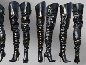 Two Pairs of High Boots in the Cyberpunk Style 3Dモデル