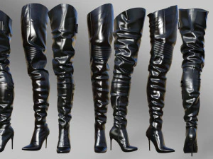 Due paia di stivali alti in stile cyberpunk Modello 3D