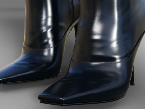 Lavia Square Toe Stiletto Heel Knee High Long Boot In Black Faux Leather 3D Модель