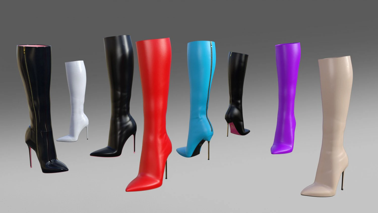 Harlotte-luxury Boots Collection 3D Model .c4d .max .obj .3ds .fbx .stl .blend 