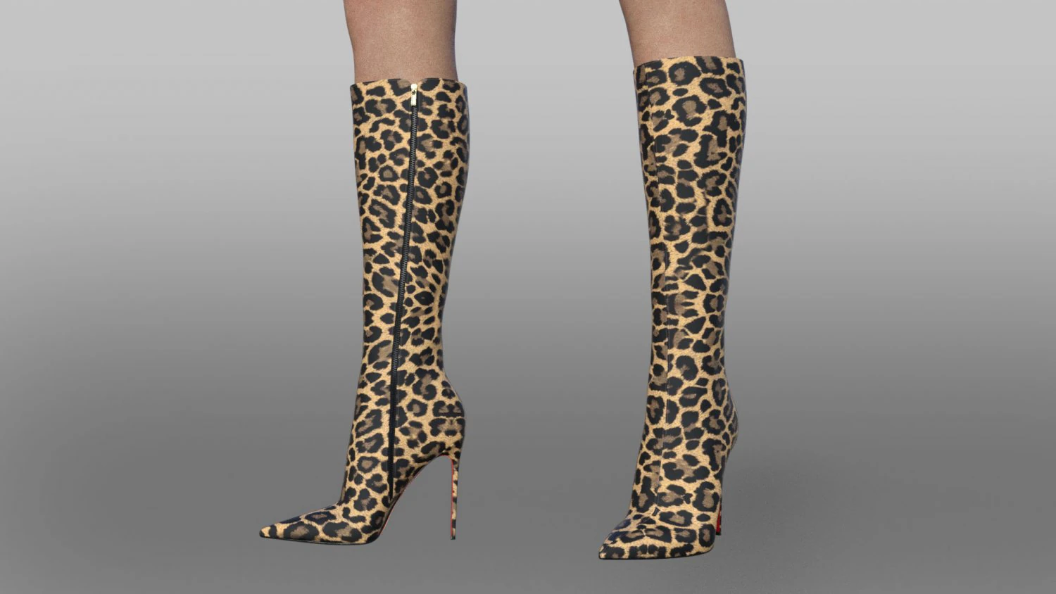 EVA BOOT 120mm Leopard-print satin knee boot 3D Model .c4d .max .obj .3ds .fbx .stl .blend 
