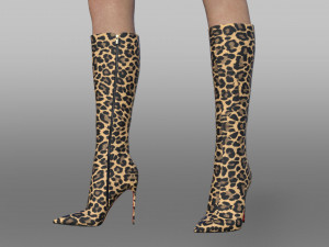 EVA BOOT 120mm Leopard-print satin knee boot 3D Model