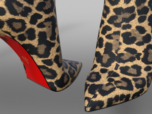 EVA BOOT 120mm Leopard-print satin knee boot 3D Model
