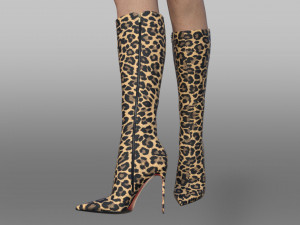 EVA BOOT 120mm Leopard-print satin knee boot 3D Model