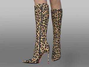 EVA BOOT 120mm Leopard-print satin knee boot 3D Model
