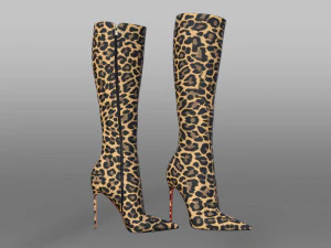 EVA BOOT 120mm Leopard-print satin knee boot 3D Model