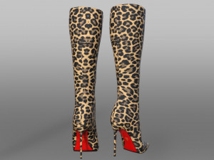 EVA BOOT 120mm Leopard-print satin knee boot 3D Model