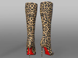 EVA BOOT 120mm Leopard-print satin knee boot 3D Model