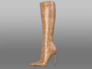 EVA BOOT 120mm Leopard-print satin knee boot 3D Model