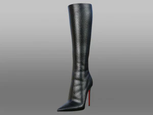 EVA BOOT 120mm Leopard-print satin knee boot 3D Model