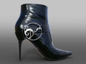 VINTAGE CHRISTIAN DIOR ON JOHN GALLIANO BLACK LEATHER LOGO ANKLE BOOTS 3D Model