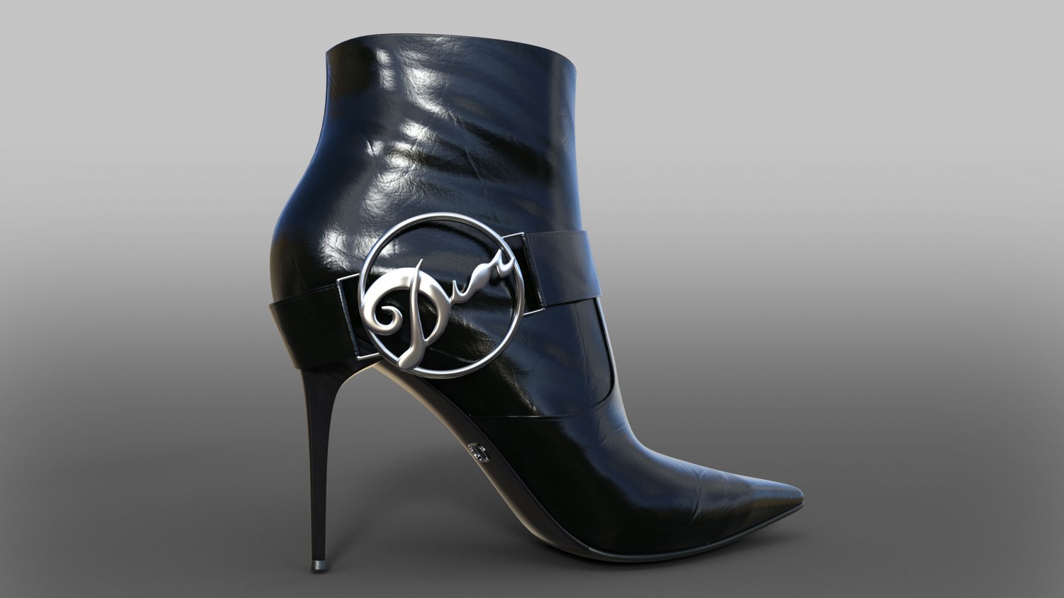 VINTAGE CHRISTIAN DIOR ON JOHN GALLIANO BLACK LEATHER LOGO ANKLE