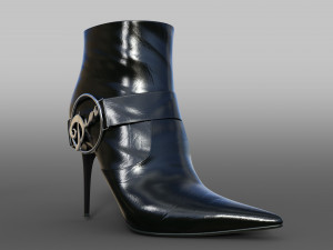VINTAGE CHRISTIAN DIOR ON JOHN GALLIANO BLACK LEATHER LOGO ANKLE BOOTS Modello 3D