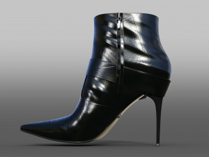 VINTAGE CHRISTIAN DIOR ON JOHN GALLIANO BLACK LEATHER LOGO ANKLE BOOTS Modello 3D