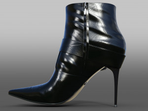 VINTAGE CHRISTIAN DIOR ON JOHN GALLIANO BLACK LEATHER LOGO ANKLE BOOTS Modello 3D