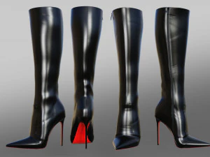 STIEFEL GREGOR LEDER SCHWARZ 3D Modell