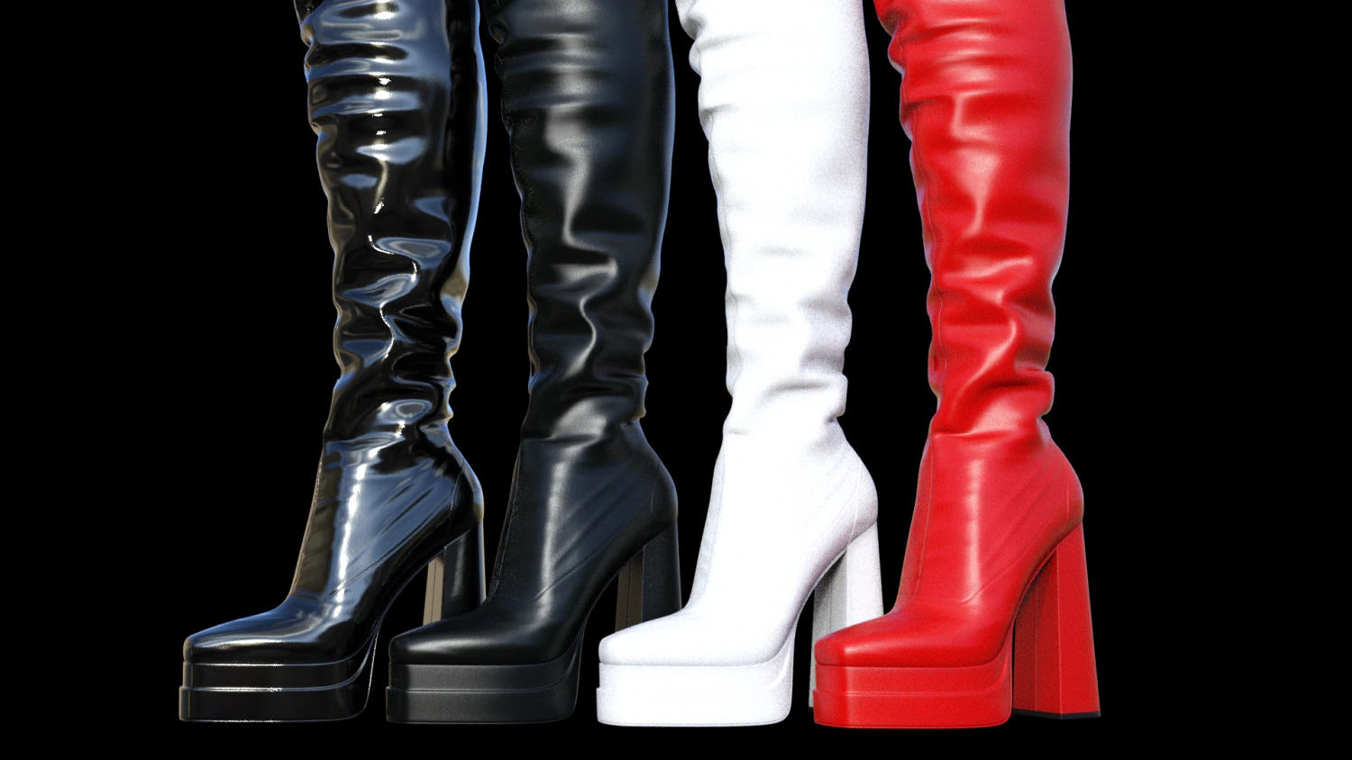 Black patent leather ASOS DESIGN Kathleen boots with platform and high heels 3D Model .c4d .max .obj .3ds .fbx .stl .blend 