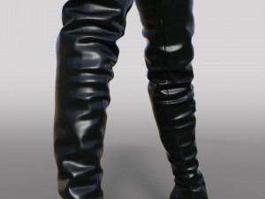 Black patent leather ASOS DESIGN Kathleen boots with platform and high heels 3D Model