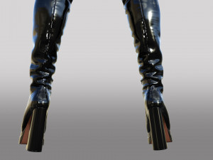 Black patent leather ASOS DESIGN Kathleen boots with platform and high heels 3D Model
