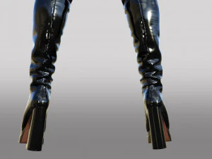Black patent leather ASOS DESIGN Kathleen boots with platform and high heels 3D Model