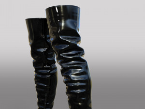Black patent leather ASOS DESIGN Kathleen boots with platform and high heels 3D Model
