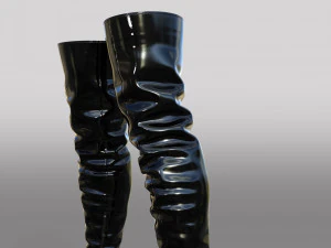 Black patent leather ASOS DESIGN Kathleen boots with platform and high heels 3D Model