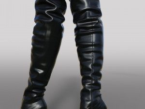 Black patent leather ASOS DESIGN Kathleen boots with platform and high heels 3D Model